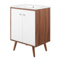 Transmit 24" Bathroom Vanity, Wood, Brown Walnut White, 20056
