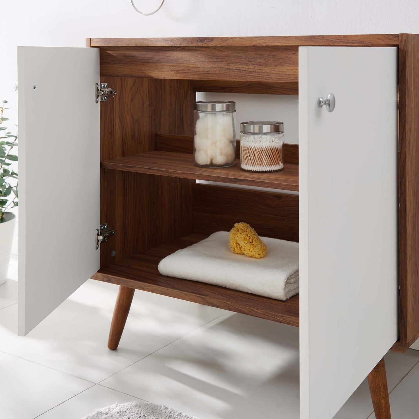 Transmit 36" Bathroom Vanity, Wood, Brown Walnut White, 20059