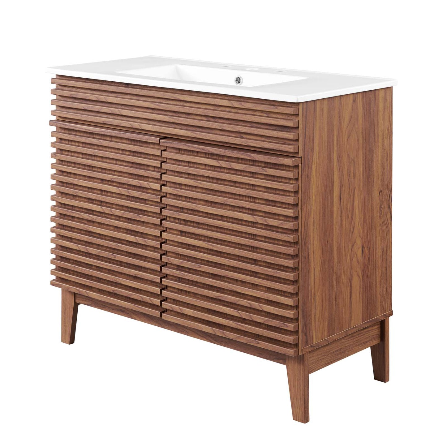 Render 36" Bathroom Vanity, Wood, Brown Walnut White, 20061