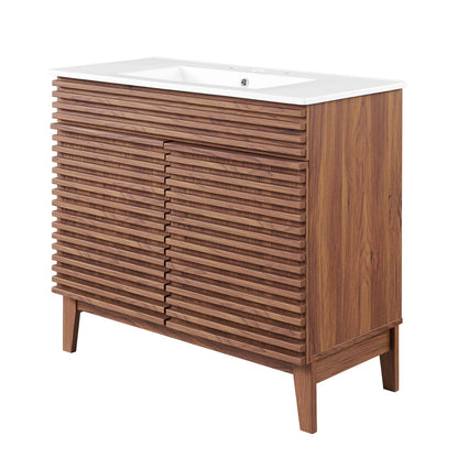 Render 36" Bathroom Vanity, Wood, Brown Walnut White, 20061