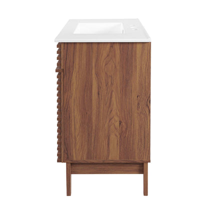 Render 36" Bathroom Vanity, Wood, Brown Walnut White, 20061