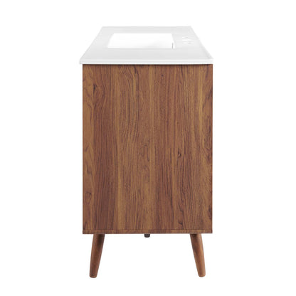 Transmit 48" Single Sink Bathroom Vanity, Wood, Brown Walnut White, 20062