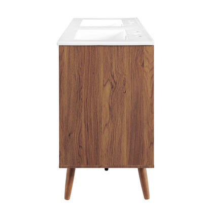 Transmit 48" Double Sink Bathroom Vanity, Wood, Brown Walnut White, 20064