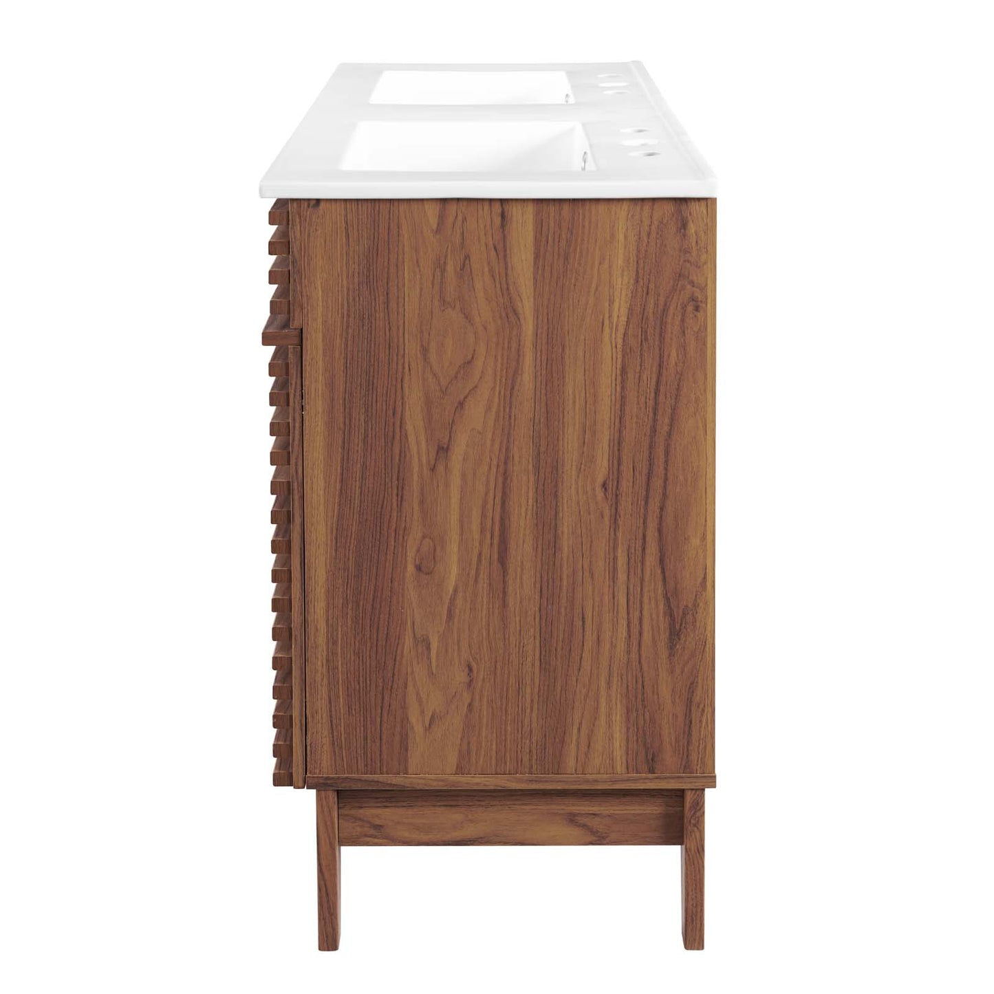 Render 48" Double Sink Bathroom Vanity, Wood, Brown Walnut White, 20065