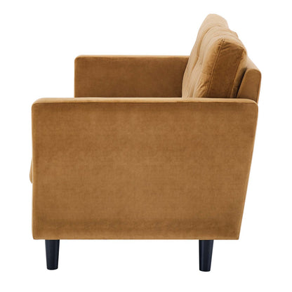 Exalt Tufted Performance Velvet Sofa, Velvet, Brown, 23140