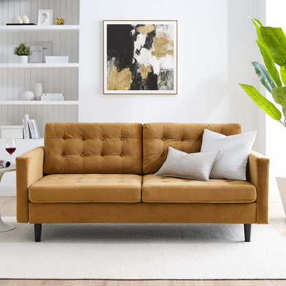 Exalt Tufted Performance Velvet Sofa, Velvet, Brown, 23140