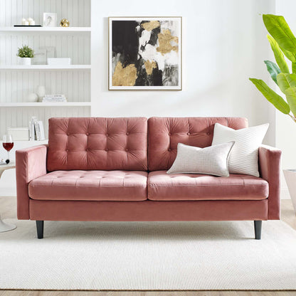 Exalt Tufted Performance Velvet Sofa, Velvet, Pink, 23141