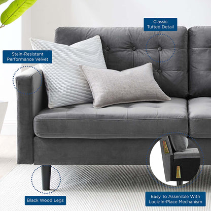Exalt Tufted Performance Velvet Sofa, Velvet, Grey Gray, 23142