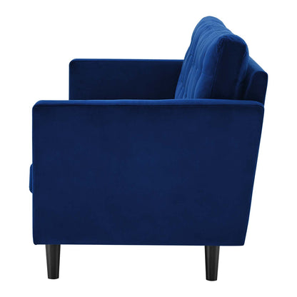 Exalt Tufted Performance Velvet Sofa, Velvet, Blue Navy, 23143