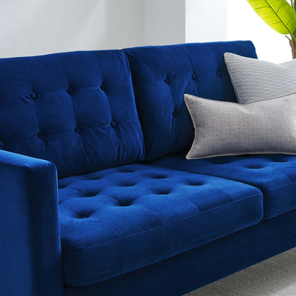 Exalt Tufted Performance Velvet Sofa, Velvet, Blue Navy, 23143