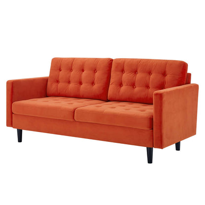 Exalt Tufted Performance Velvet Sofa, Velvet, Orange, 23144