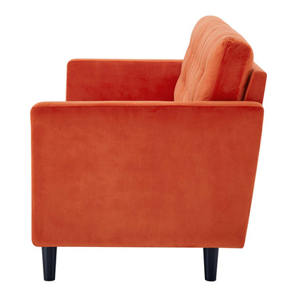Exalt Tufted Performance Velvet Sofa, Velvet, Orange, 23144