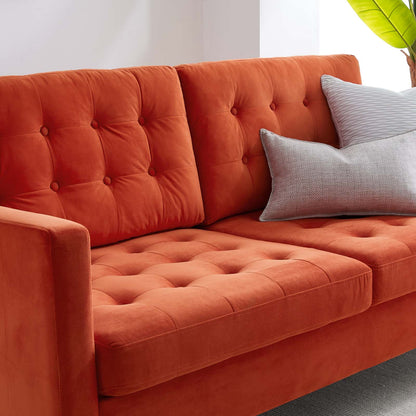 Exalt Tufted Performance Velvet Sofa, Velvet, Orange, 23144