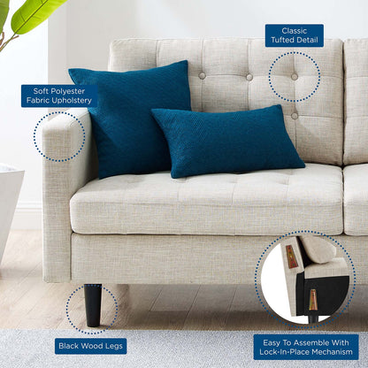 Exalt Tufted Fabric Sofa, Fabric, Beige, 23145