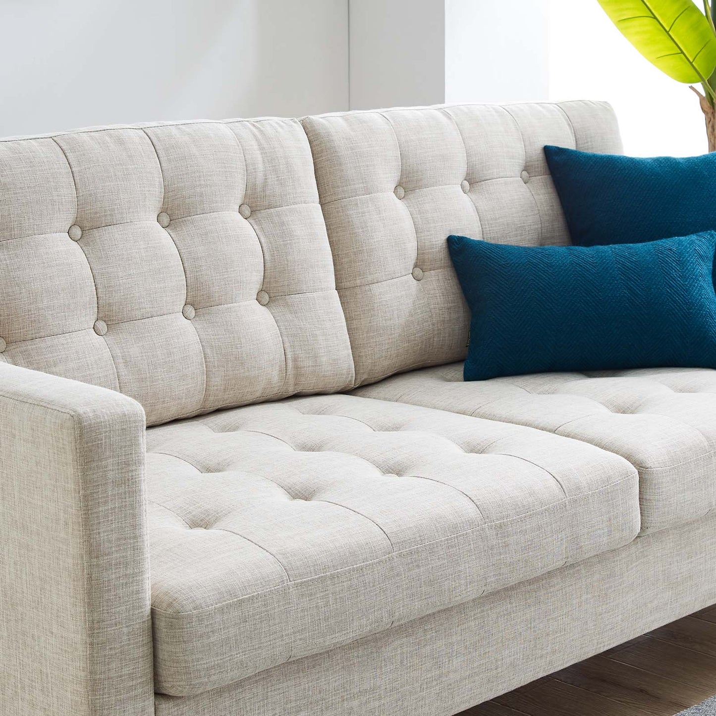 Exalt Tufted Fabric Sofa, Fabric, Beige, 23145