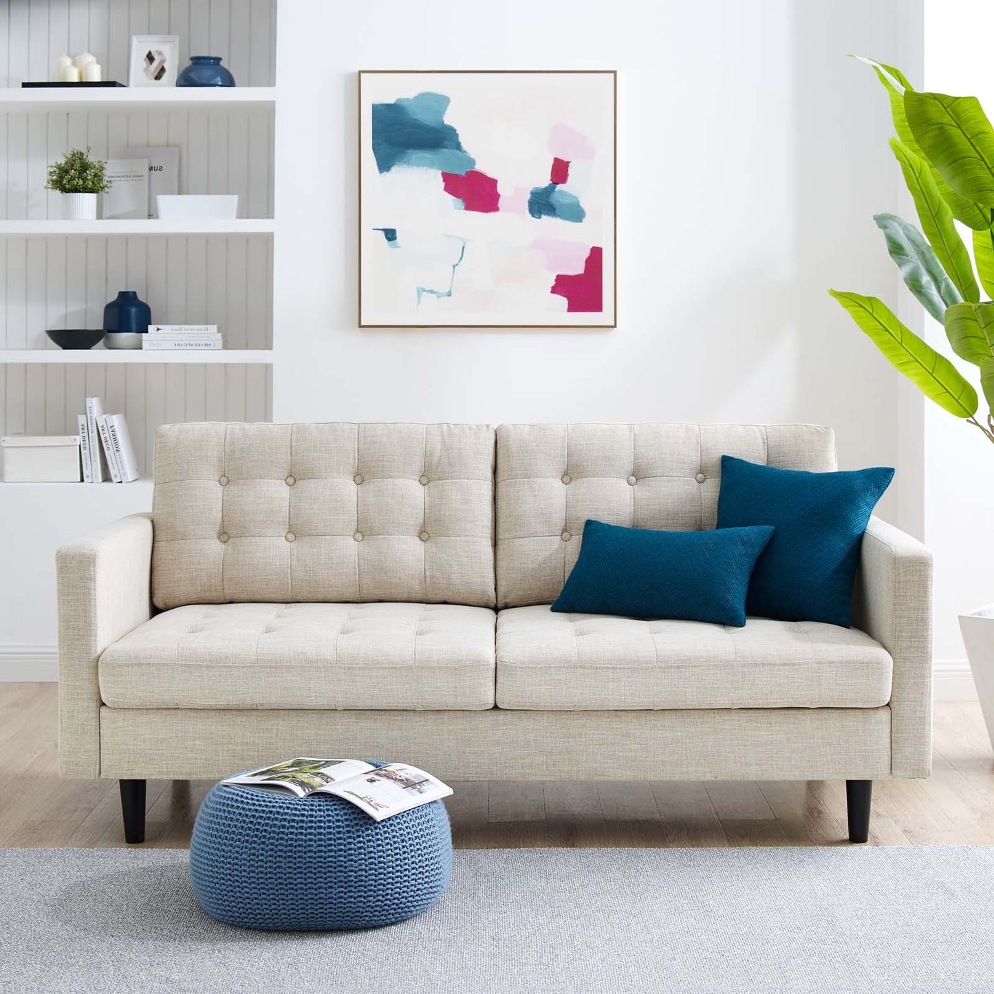 Exalt Tufted Fabric Sofa, Fabric, Beige, 23145