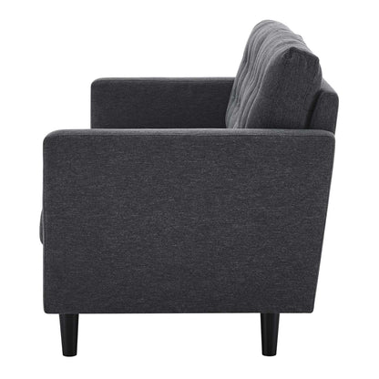 Exalt Tufted Fabric Sofa, Fabric, Dark Grey Gray, 23146