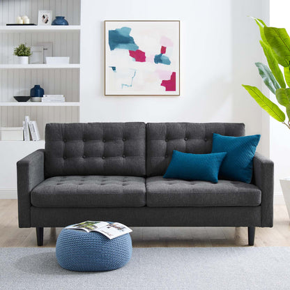 Exalt Tufted Fabric Sofa, Fabric, Dark Grey Gray, 23146