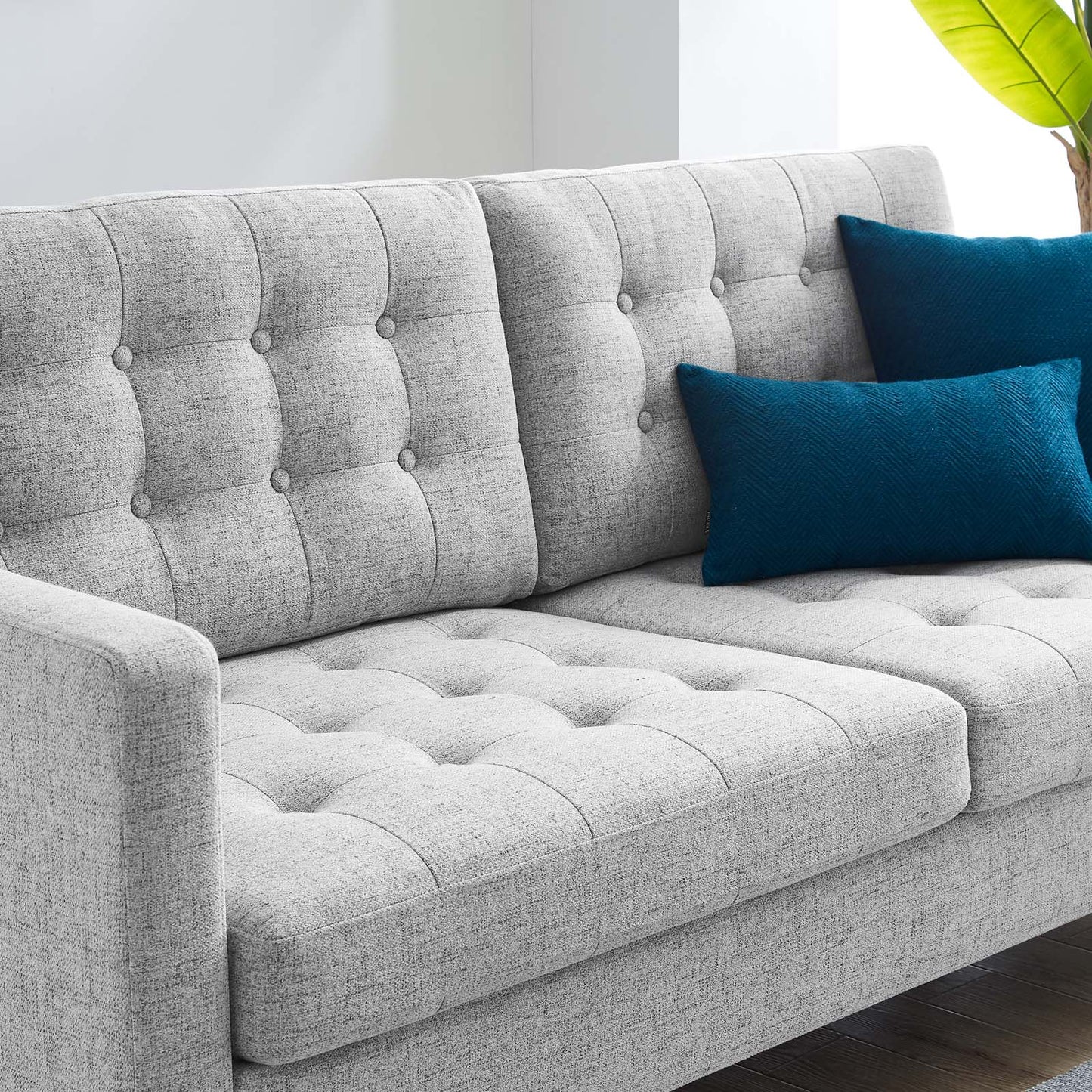 Exalt Tufted Fabric Sofa, Fabric, Light Grey Gray, 23147
