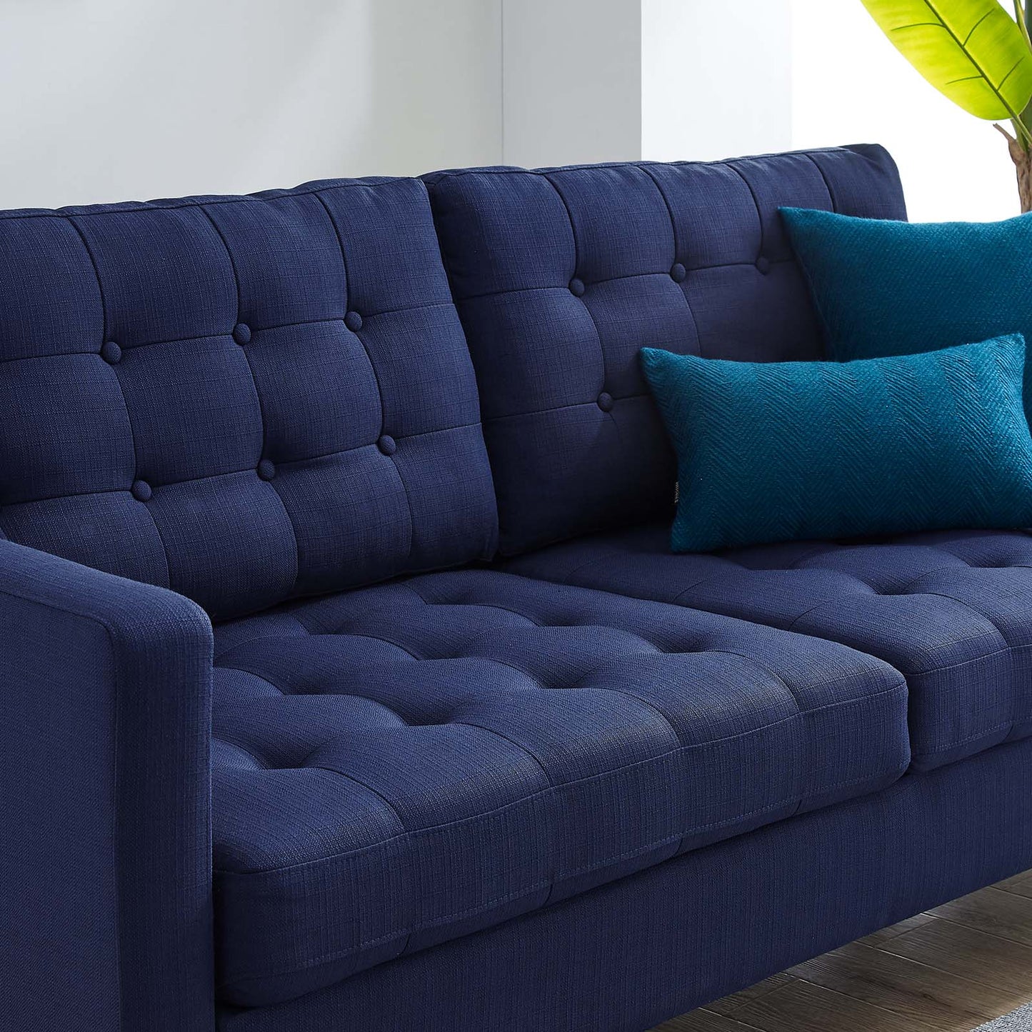 Exalt Tufted Fabric Sofa, Fabric, Dark Blue, 23148