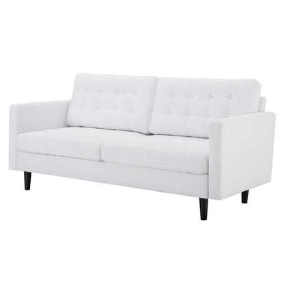 Exalt Tufted Fabric Sofa, Fabric, White, 23149