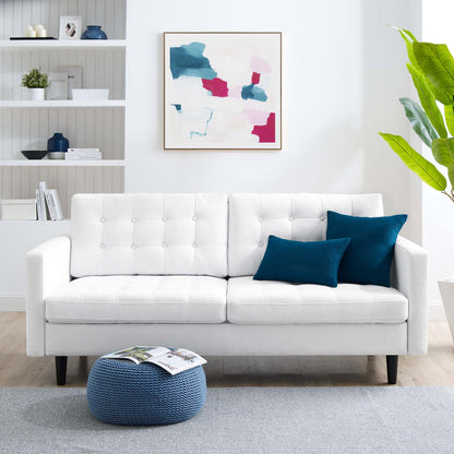 Exalt Tufted Fabric Sofa, Fabric, White, 23149