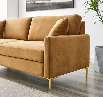 Juliana Performance Velvet Sofa, Velvet, Brown, 20066
