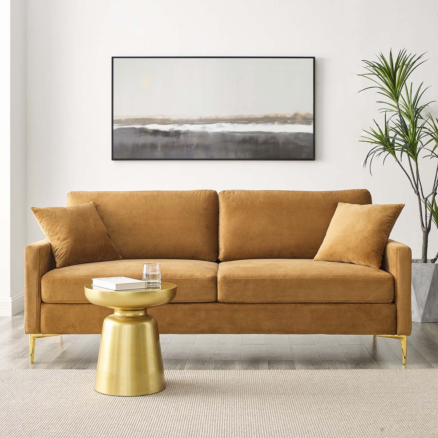 Juliana Performance Velvet Sofa, Velvet, Brown, 20066