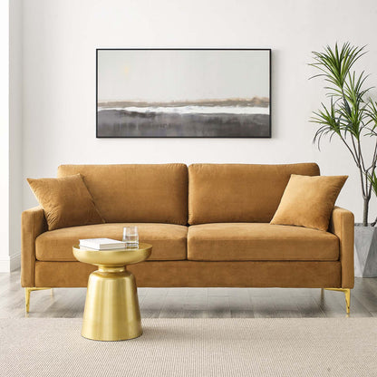 Juliana Performance Velvet Sofa, Velvet, Brown, 20066