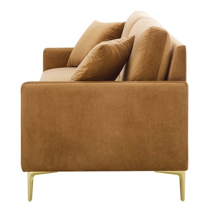 Juliana Performance Velvet Sofa, Velvet, Brown, 20066