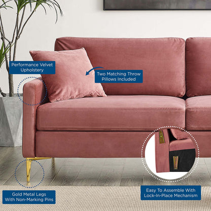 Juliana Performance Velvet Sofa, Velvet, Pink, 20067
