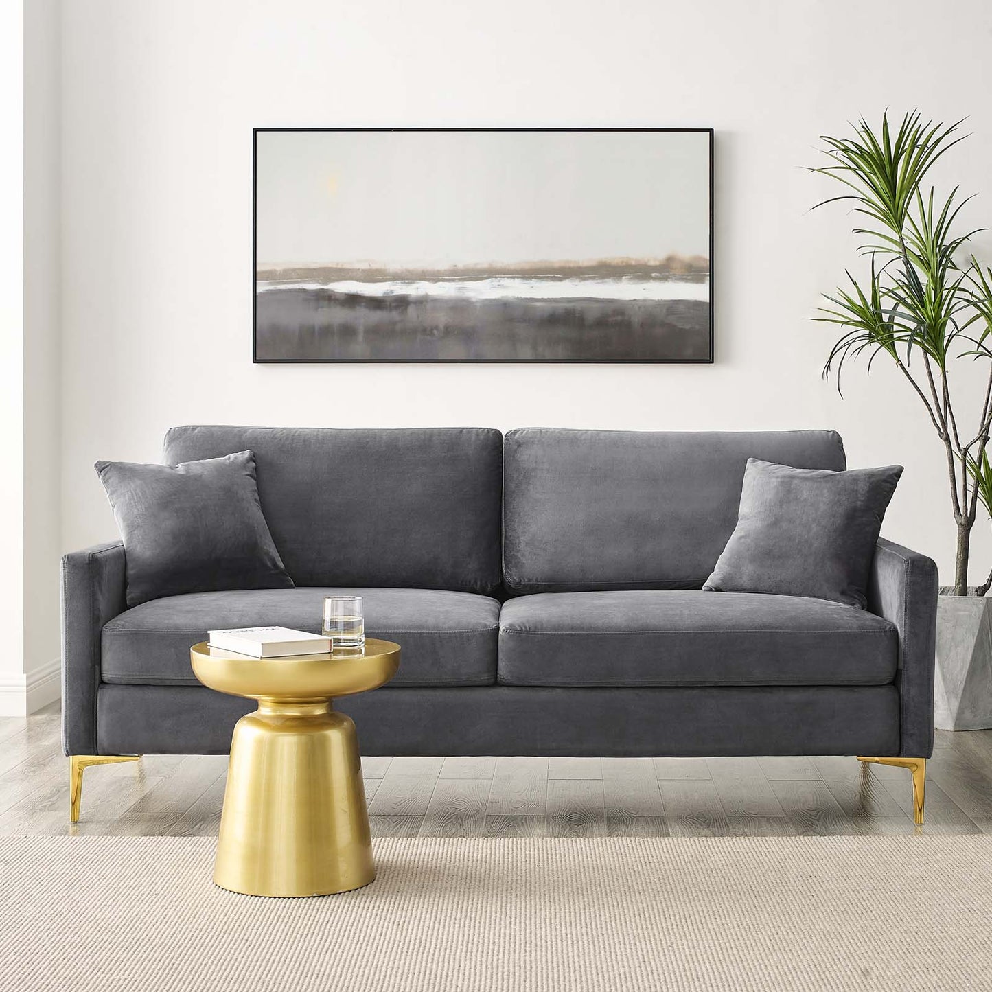 Juliana Performance Velvet Sofa, Velvet, Grey Gray, 20068