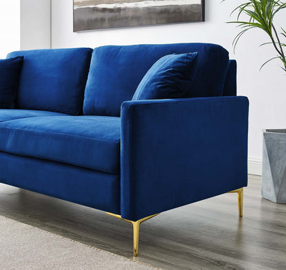 Juliana Performance Velvet Sofa, Velvet, Blue Navy, 20069