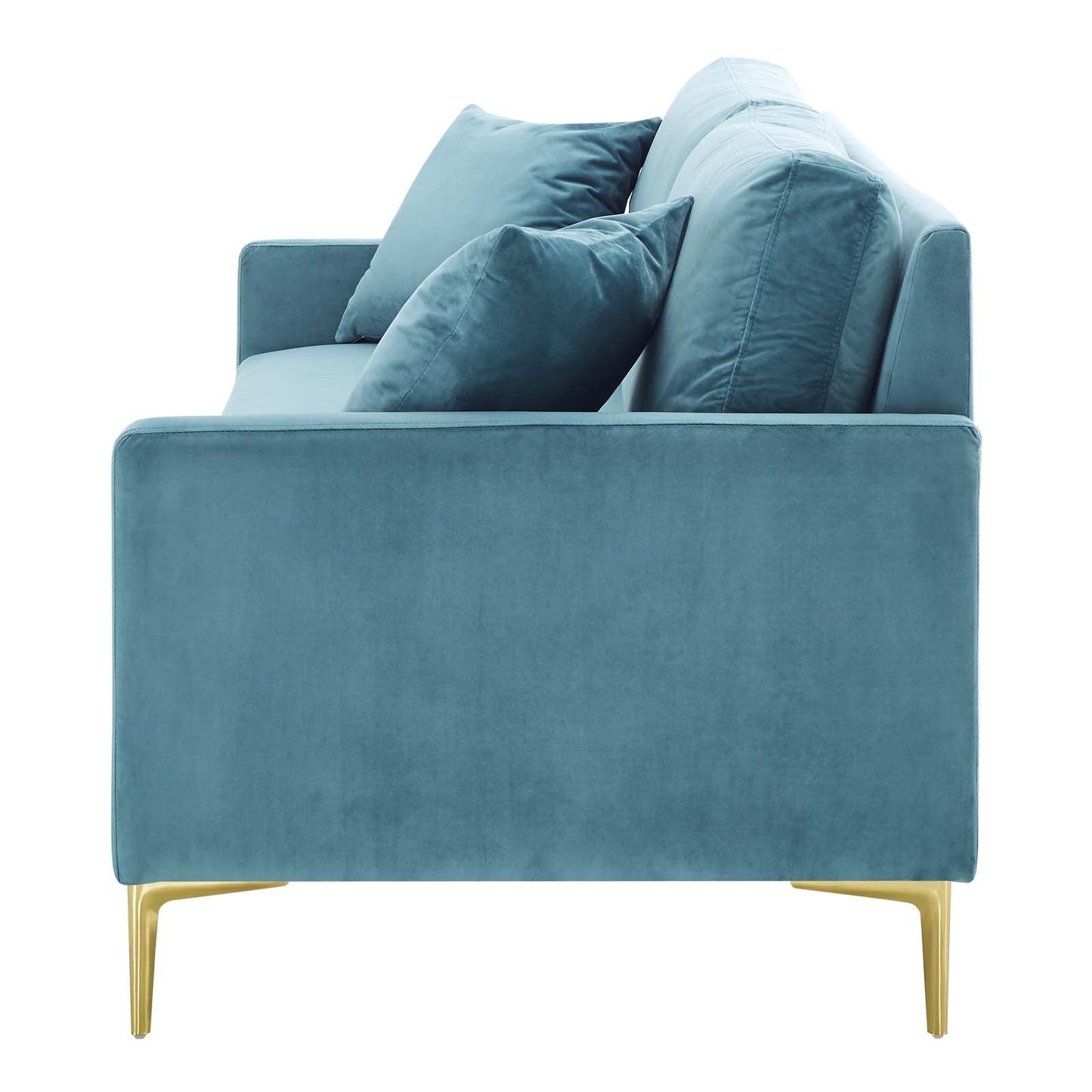 Juliana Performance Velvet Sofa, Velvet, Blue, 20070