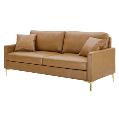 Juliana Vegan Leather Sofa, Faux Vegan Leather, Tan, 20071