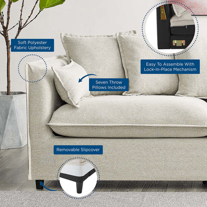 Avalon Slipcover Fabric Sofa, Fabric, Beige, 20073
