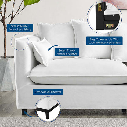 Avalon Slipcover Fabric Sofa, Fabric, White, 20075