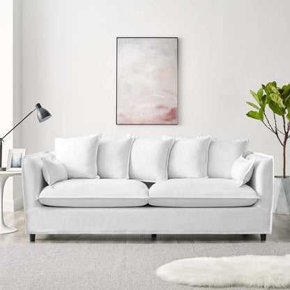 Avalon Slipcover Fabric Sofa, Fabric, White, 20075