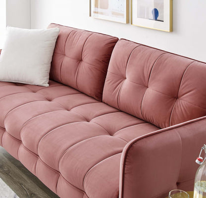 Cameron Tufted Performance Velvet Sofa, Velvet, Pink, 20076