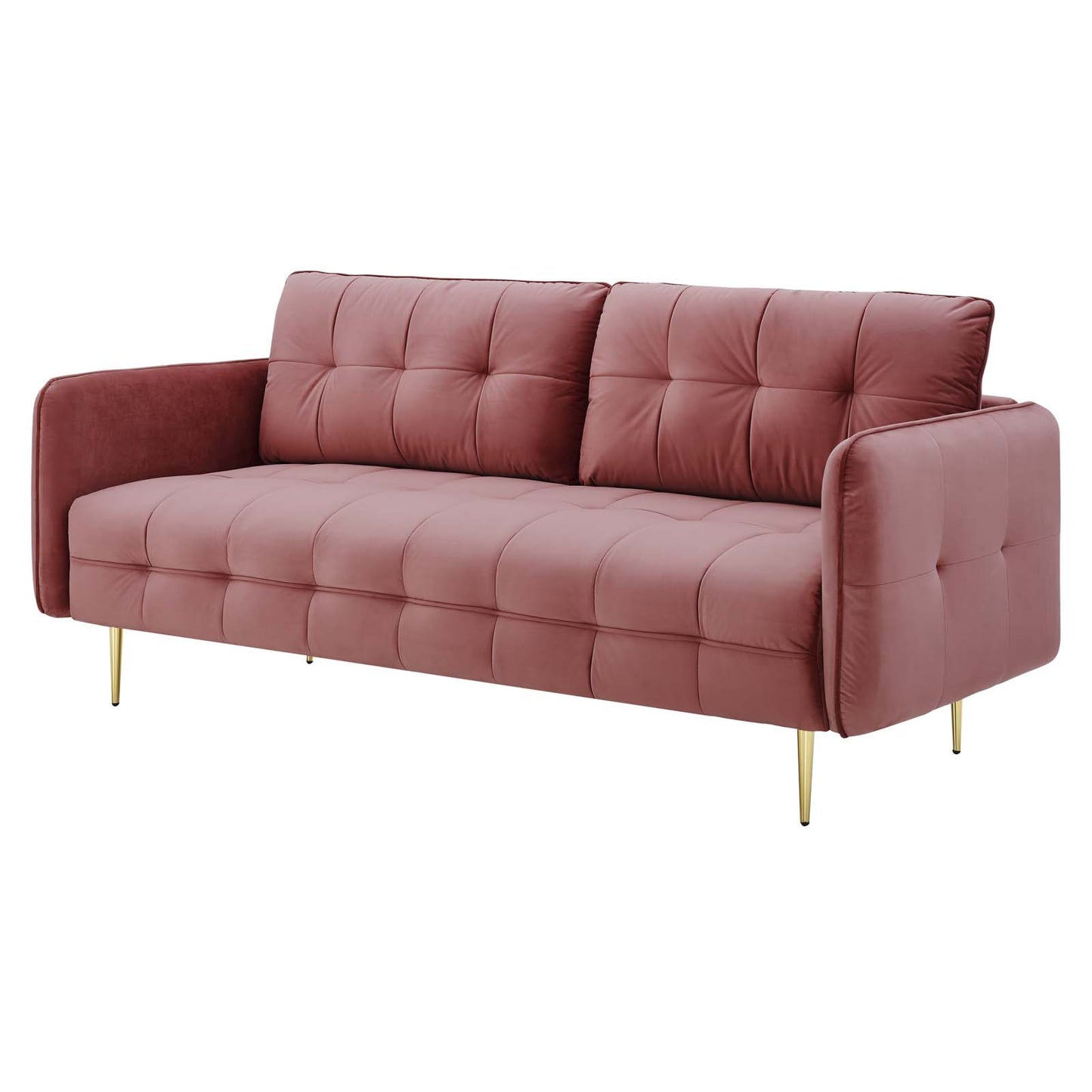 Cameron Tufted Performance Velvet Sofa, Velvet, Pink, 20076