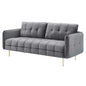Cameron Tufted Performance Velvet Sofa, Velvet, Grey Gray, 20077