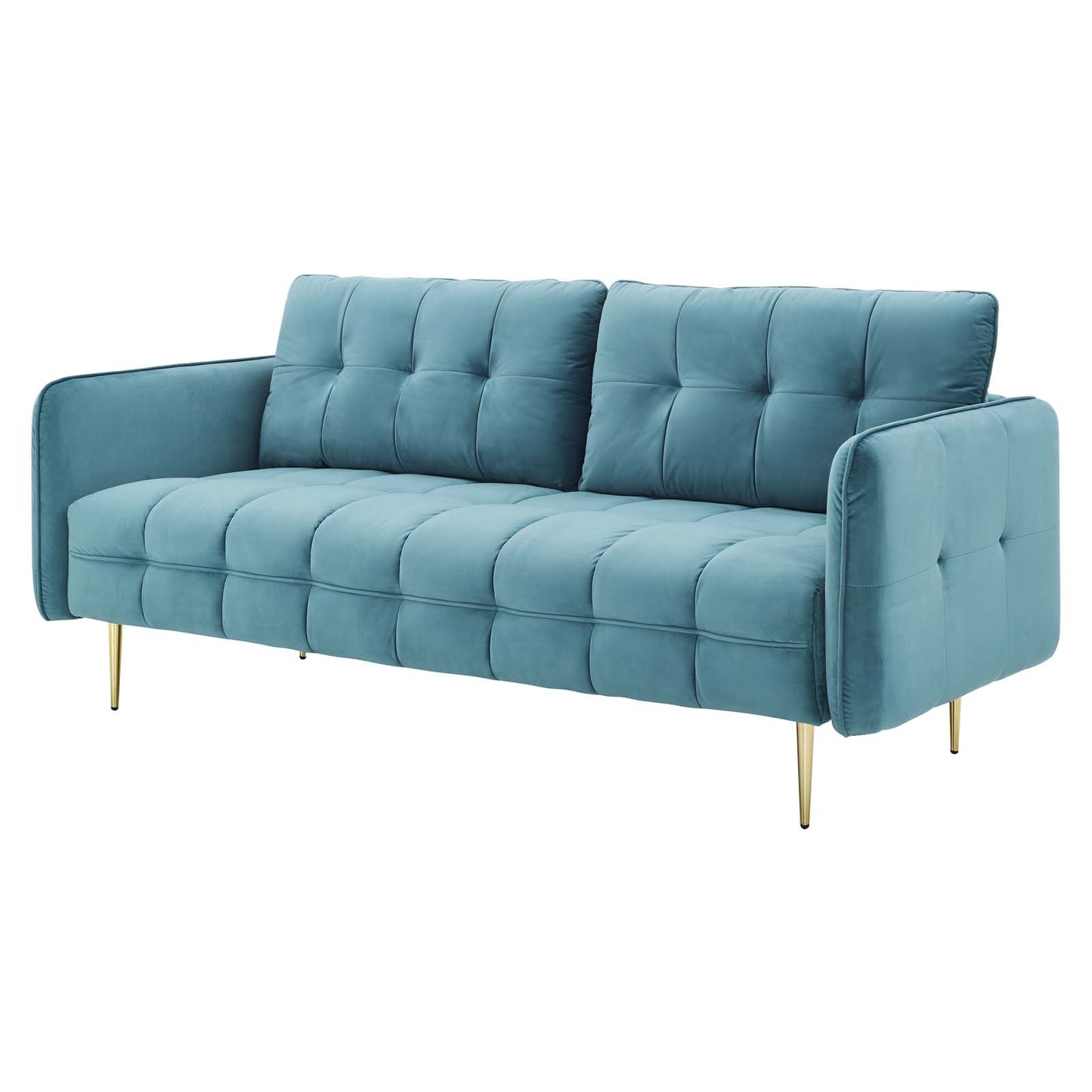 Cameron Tufted Performance Velvet Sofa, Velvet, Blue, 20078