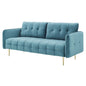 Cameron Tufted Performance Velvet Sofa, Velvet, Blue, 20078