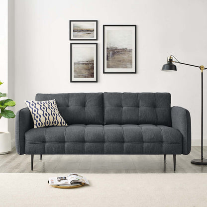 Cameron Tufted Fabric Sofa, Fabric, Dark Grey Gray, 20080