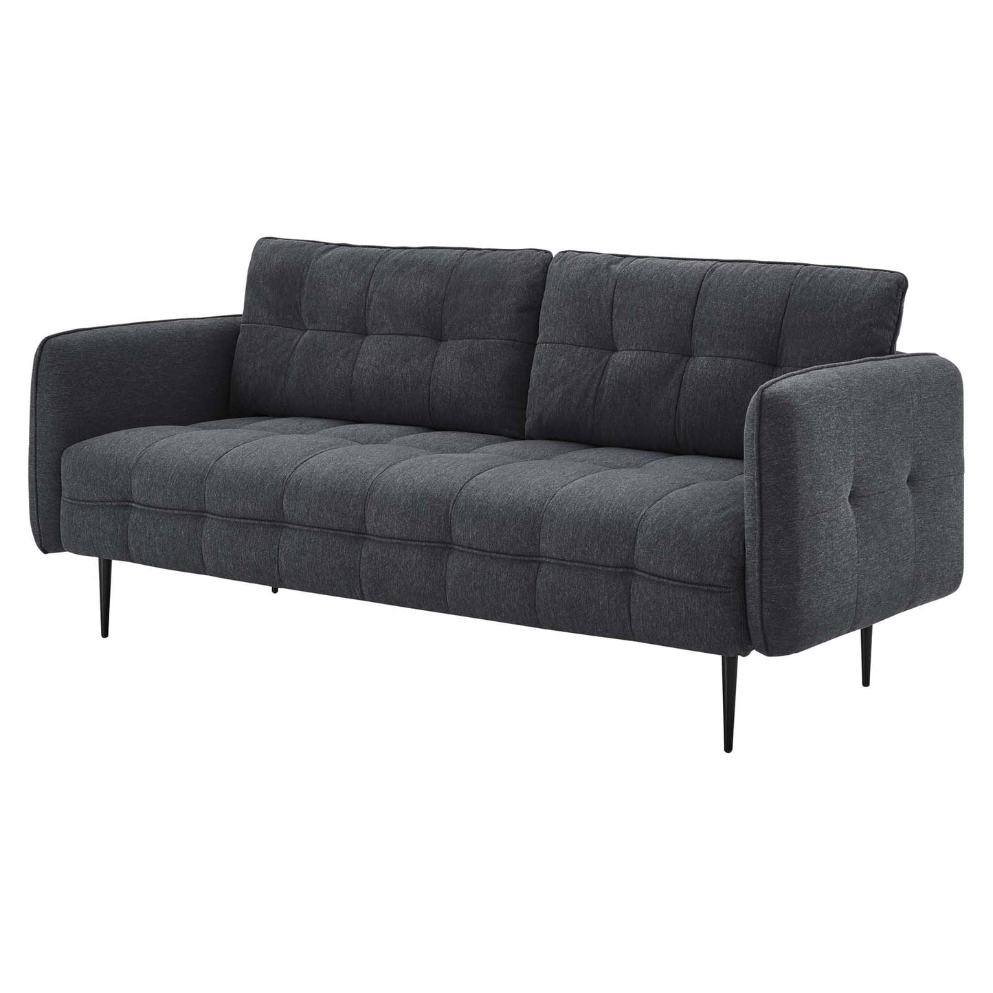 Cameron Tufted Fabric Sofa, Fabric, Dark Grey Gray, 20080