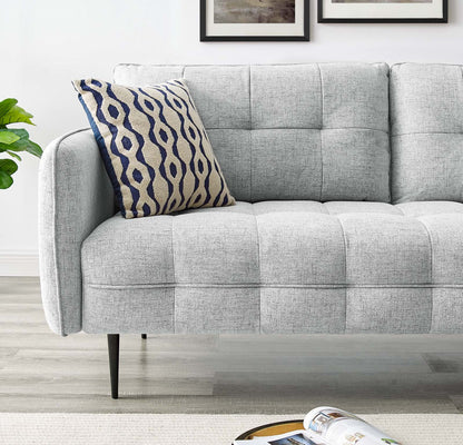 Cameron Tufted Fabric Sofa, Fabric, Light Grey Gray, 20081