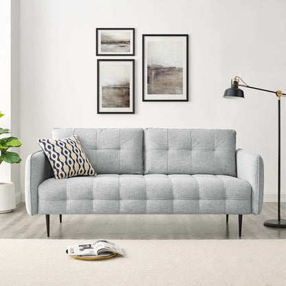 Cameron Tufted Fabric Sofa, Fabric, Light Grey Gray, 20081