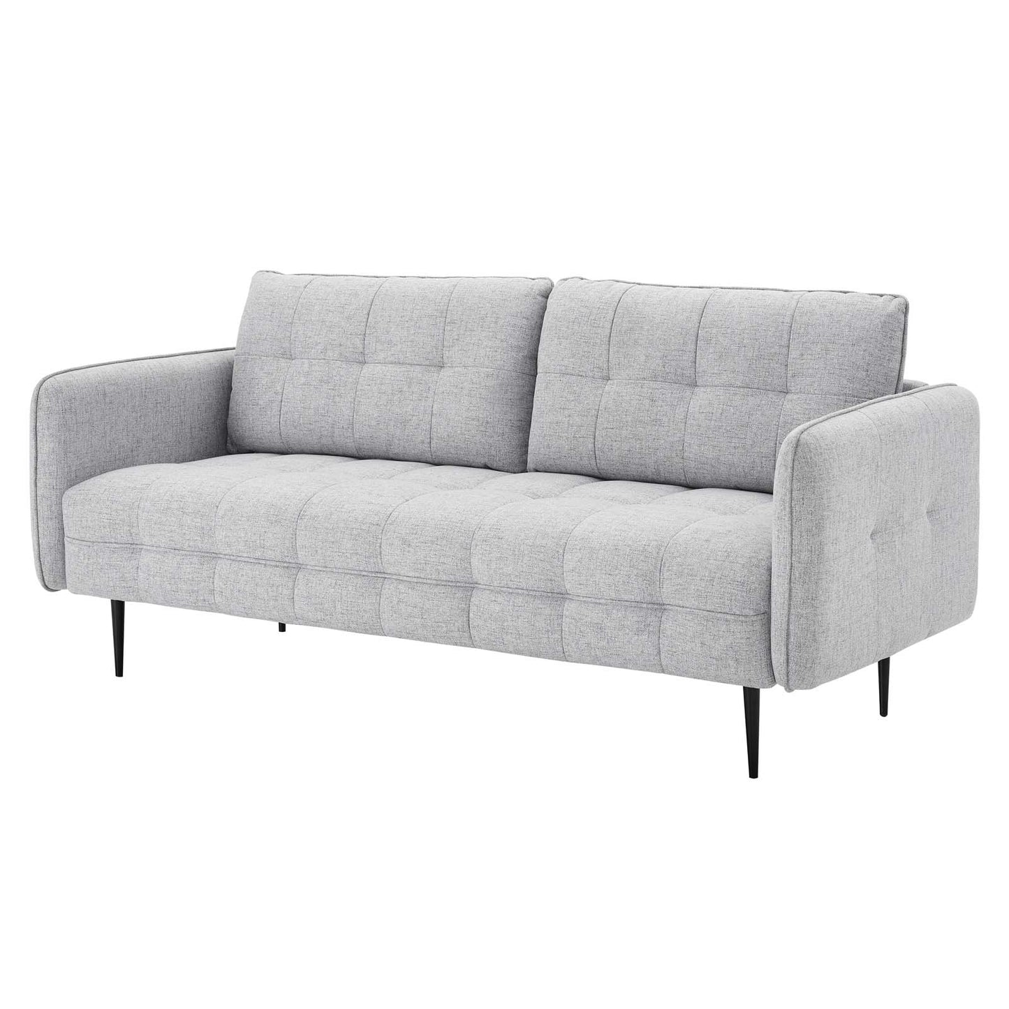 Cameron Tufted Fabric Sofa, Fabric, Light Grey Gray, 20081