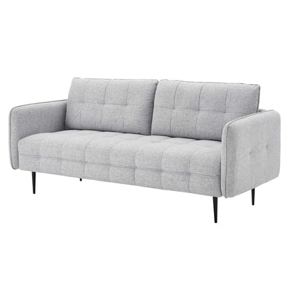 Cameron Tufted Fabric Sofa, Fabric, Light Grey Gray, 20081