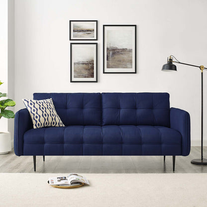 Cameron Tufted Fabric Sofa, Fabric, Dark Blue, 20082